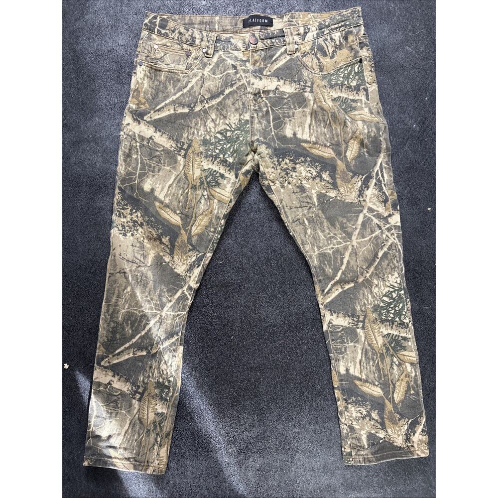 Platform Men’s 36/30 Camo Jeans Pants Woodland Realtree Style Straight Leg Casua